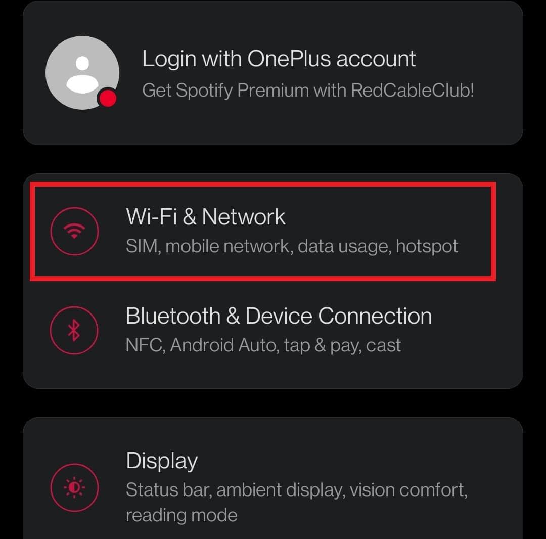 toque em Wi-Fi e rede