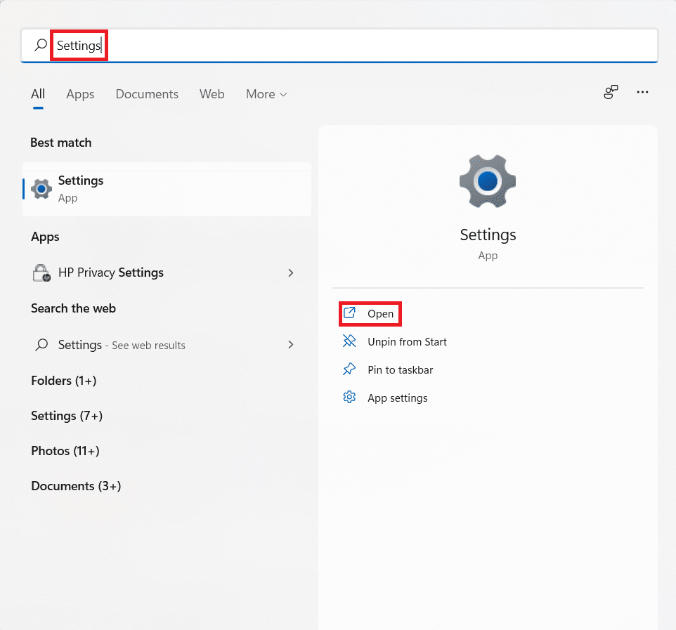 Résultats de la recherche du menu Démarrer pour les paramètres. Comment réparer la barre des tâches de Windows 11 ne fonctionne pas