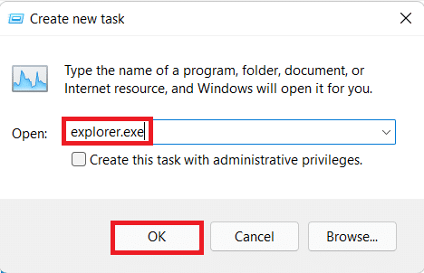 Boîte de dialogue Créer une nouvelle tâche. Comment réparer la barre des tâches de Windows 11 ne fonctionne pas