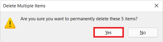 Excluir prompt de confirmação. Como corrigir a atualização do Windows 11 travada