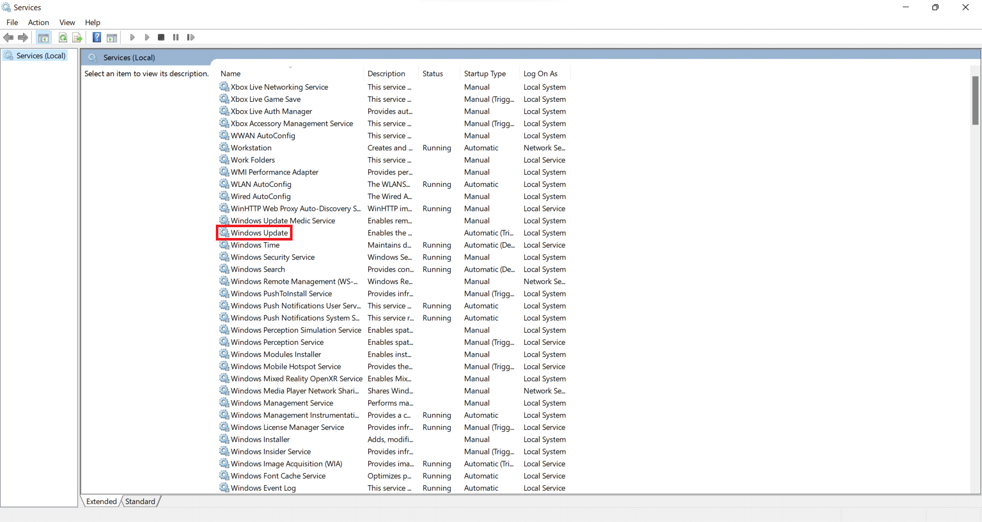 Janela de serviços. Atualização do Windows. Como corrigir a atualização do Windows 11 travada ou congelada