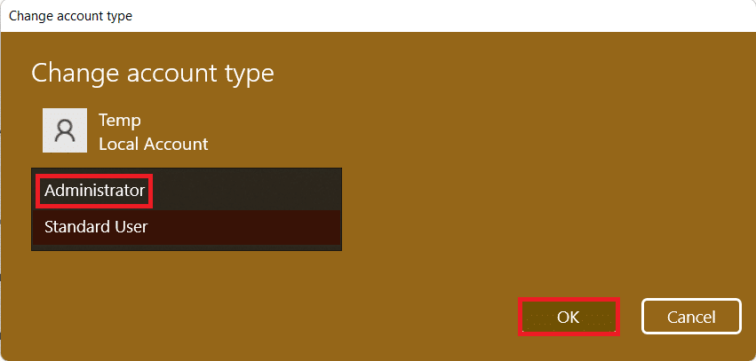 更改帳戶類型提示。如何在 Windows 11 中創建本地帳戶