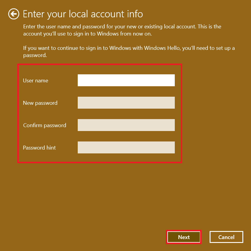 本地帳戶信息。如何在 Windows 11 中創建本地帳戶
