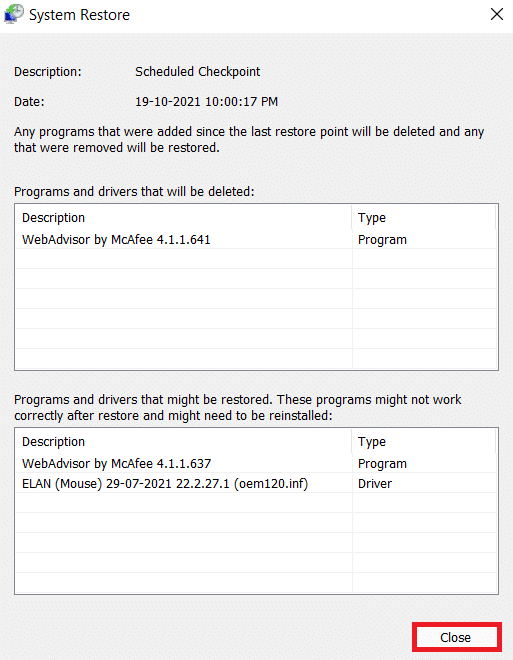 Daftar program yang terpengaruh. Perbaiki Kesalahan Proses Kritis Meninggal di Windows 11