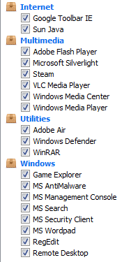 paramètres de nettoyage ccleaner