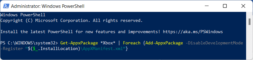 Xbox instalar powershell win 11