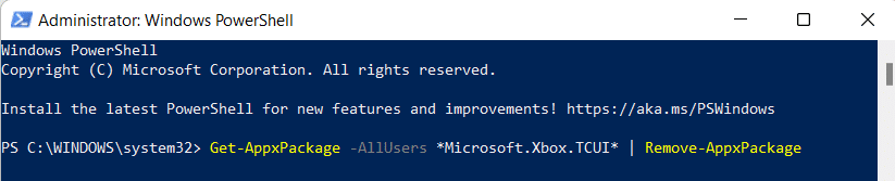 Windows PowerShell. Como desativar a barra de jogos do Xbox no Windows 11