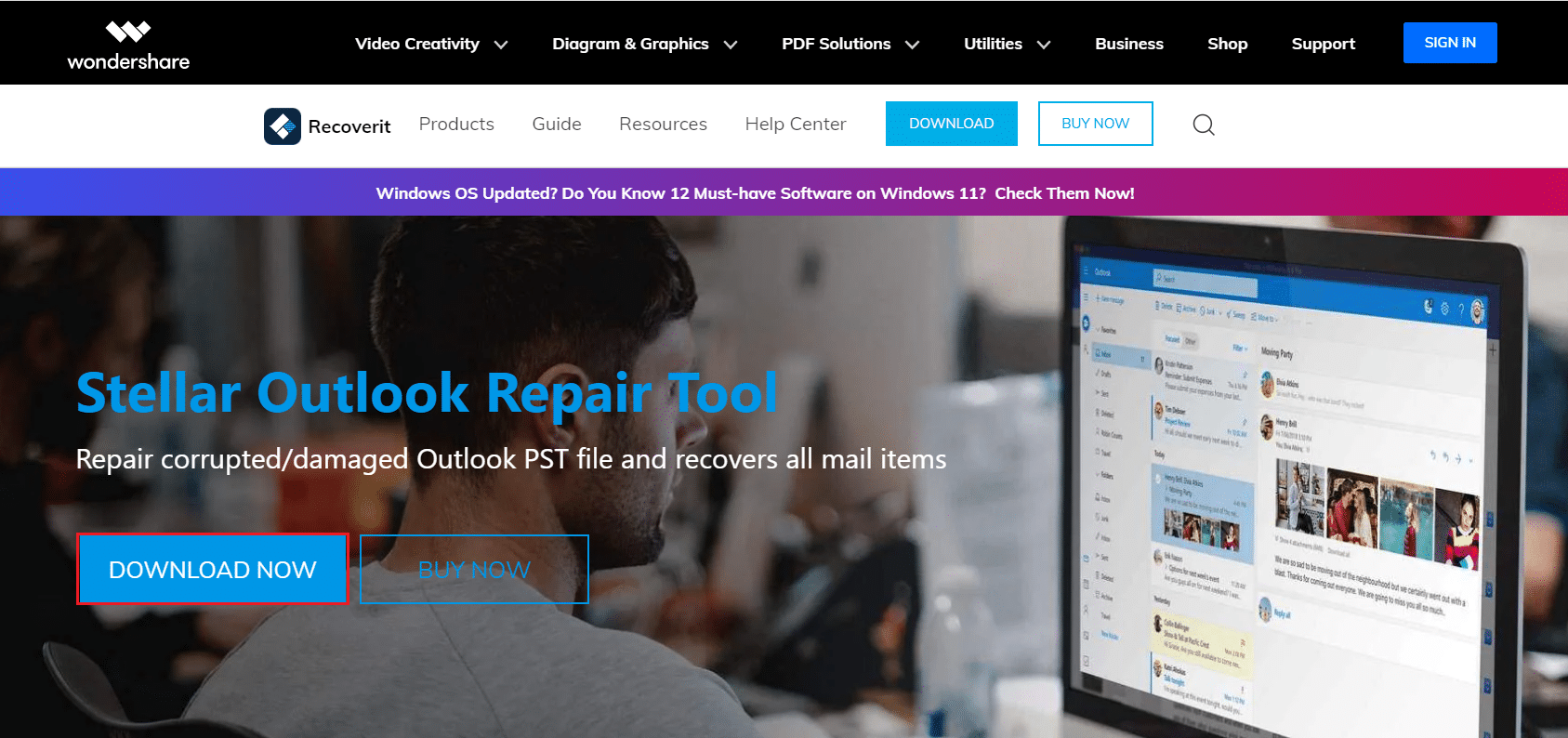baixar ferramenta de reparo do outlook pst