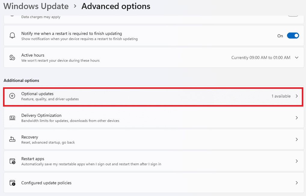 Opsi lanjutan dalam pembaruan Windows. Cara untuk mempercepat Windows 11