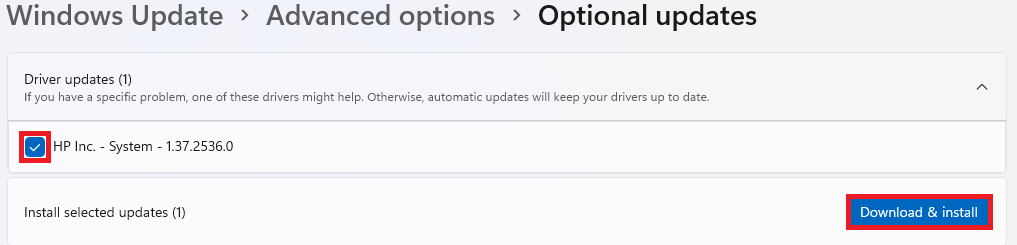 Pembaruan driver di pembaruan Windows
