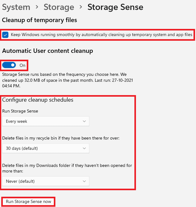 Pengaturan rasa penyimpanan. Cara untuk mempercepat Windows 11