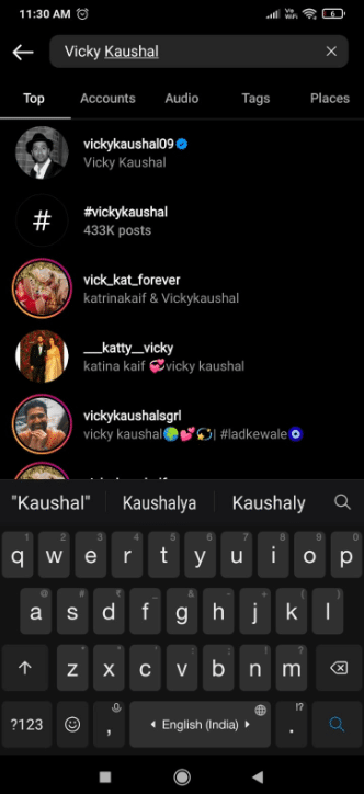 Procurar nome no Insta