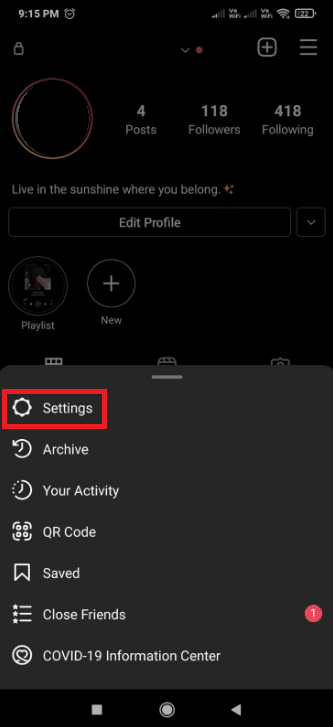 Toque em Configurações. Como encontrar alguém no Instagram pelo número de telefone