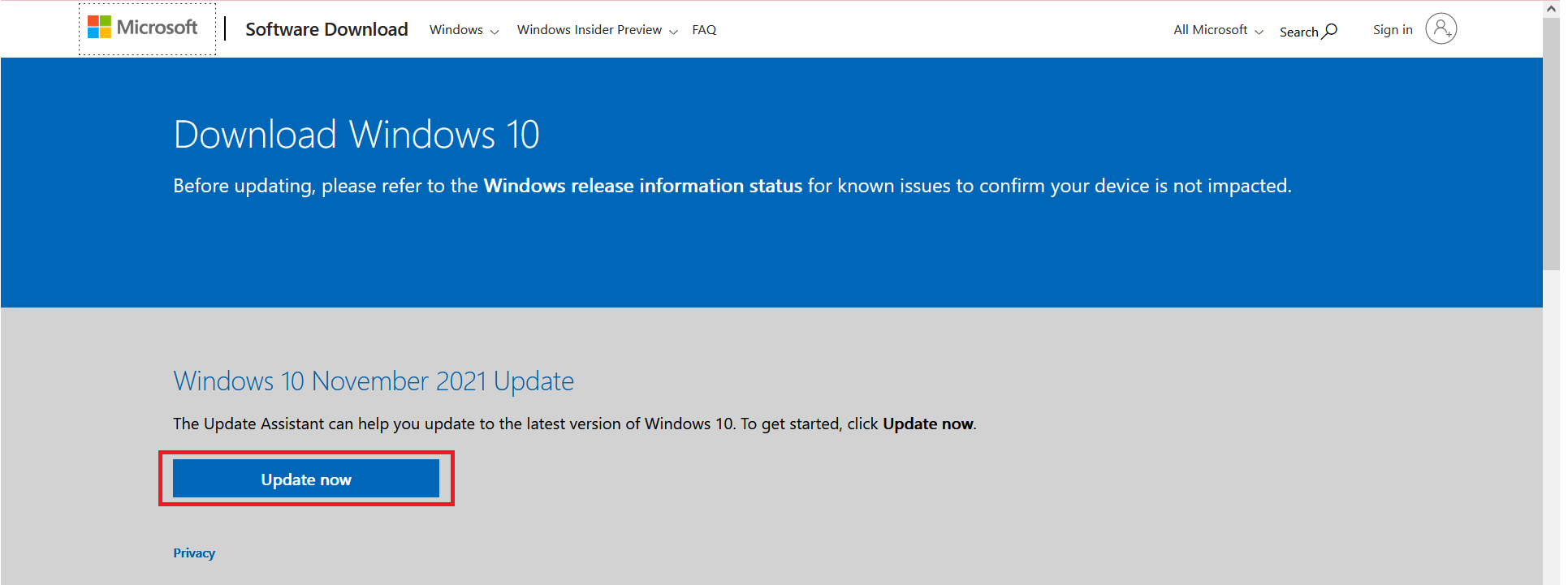 Pembaruan Windows 10 November 2021