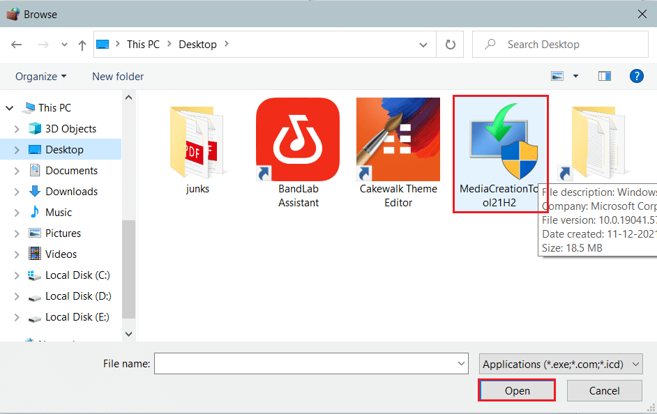 pilih alat pembuatan media windows di jelajahi