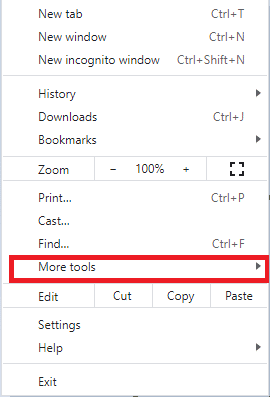 Ici, cliquez sur l'option Plus d'outils. Comment réparer Crunchyroll ne fonctionne pas sur Chrome