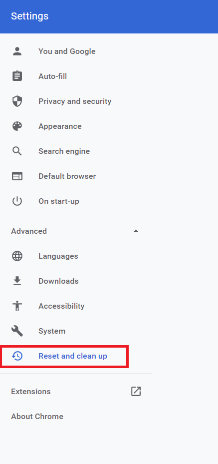 Réinitialiser et nettoyer les paramètres avancés de Chrome