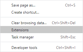 Maintenant, cliquez sur Extensions