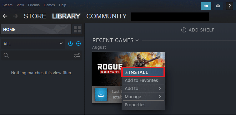 Klik kanan pada game dan pilih opsi INSTALL