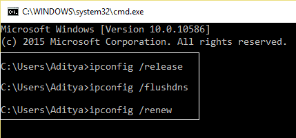 paramètres ipconfig
