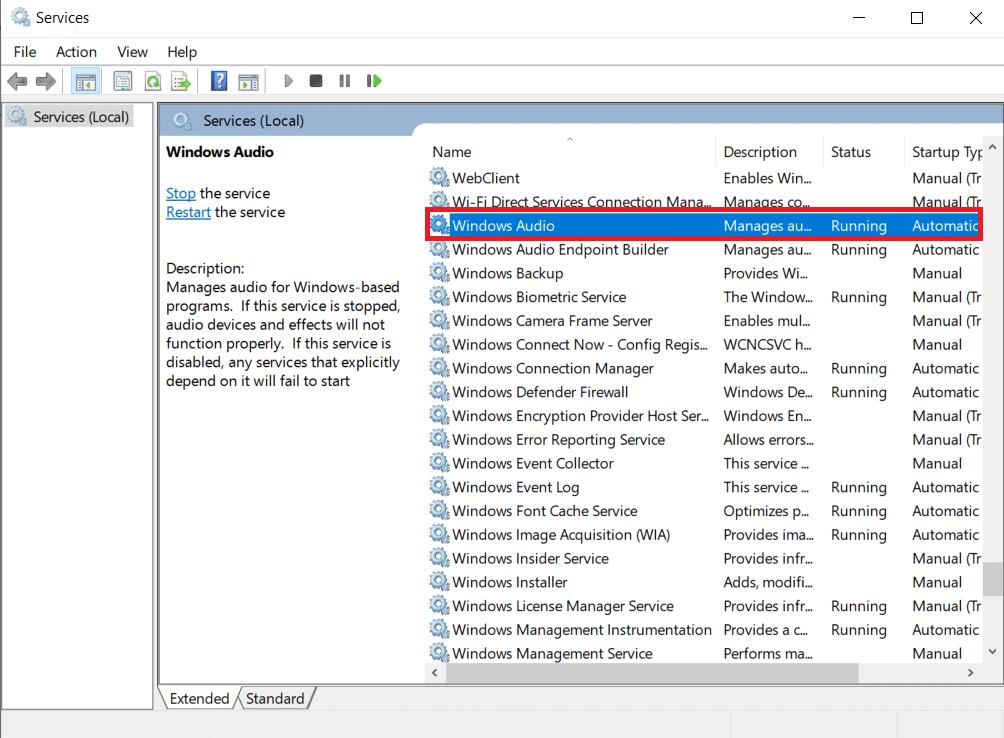 Percorra a janela Serviços. Clique duas vezes em Áudio do Windows. Como corrigir nenhum dispositivo de áudio instalado