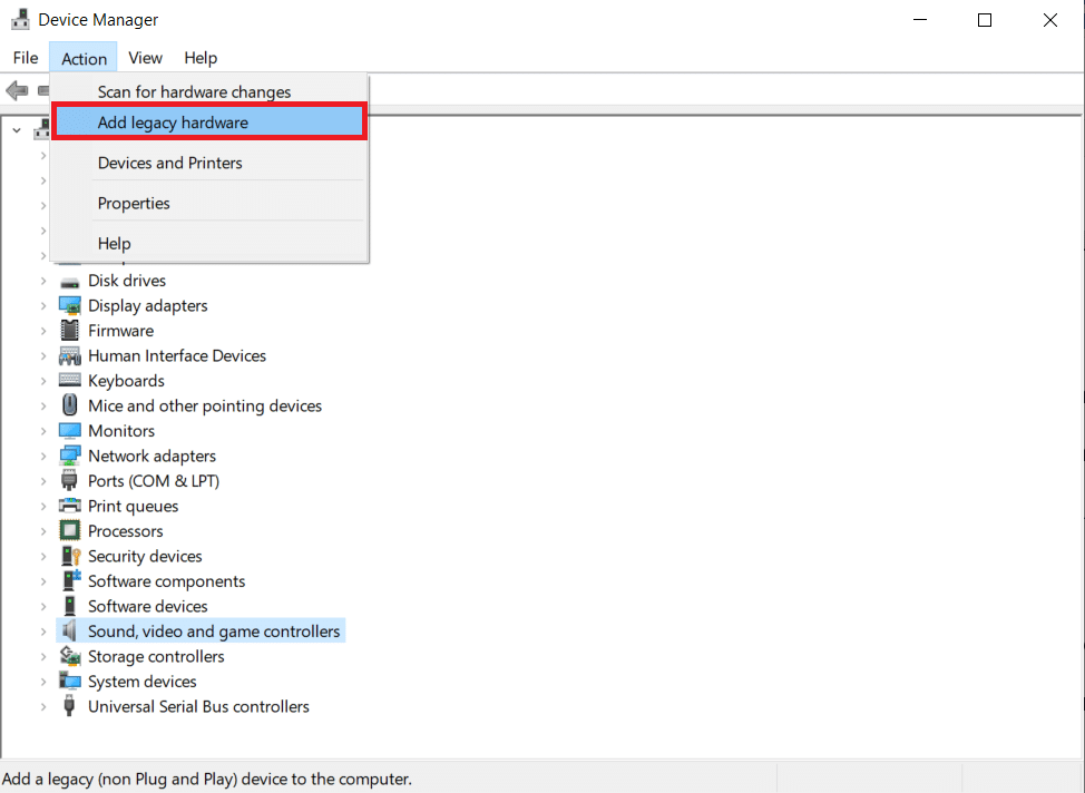 Clique em Adicionar hardware legado