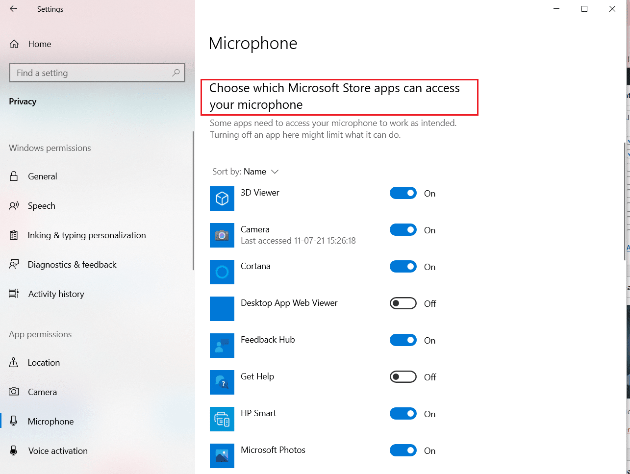 Escolha quais aplicativos da Microsoft Store podem acessar seu microfone