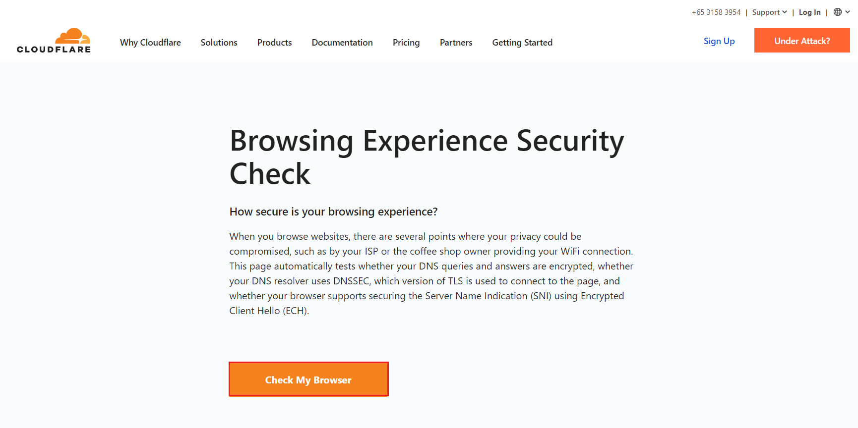 klik Periksa Browser saya di halaman web Cloudflare