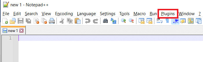 Clique em Plug-ins na barra de menus