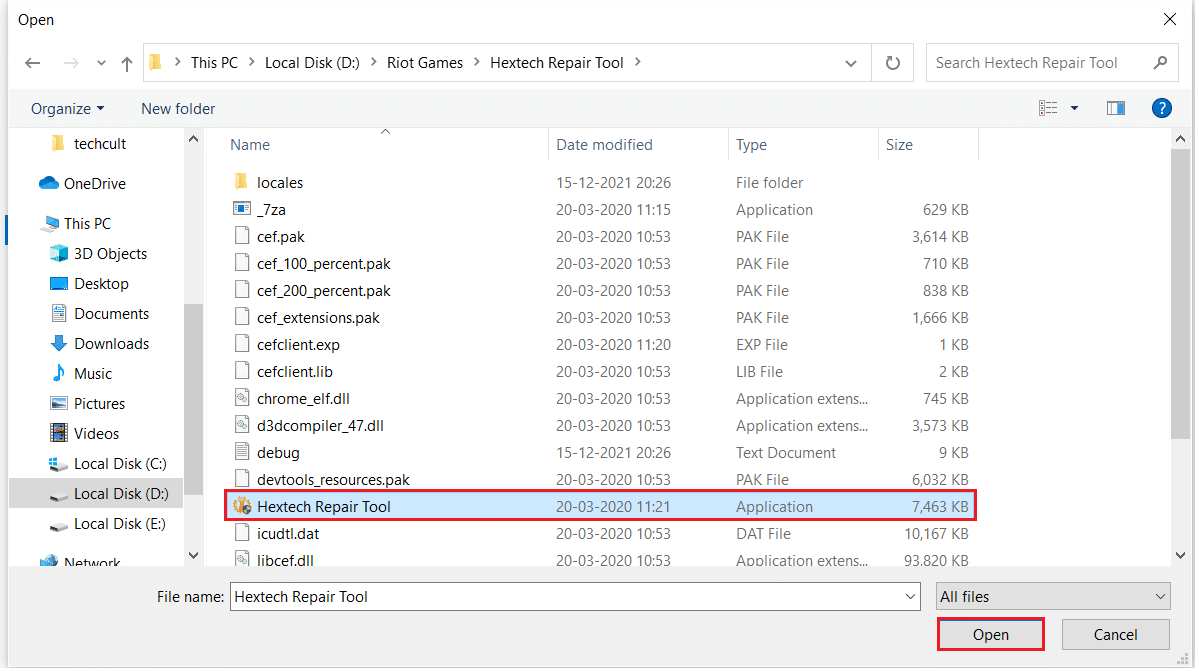 selecione Hextech Repair Tool para adicionar como exclusão