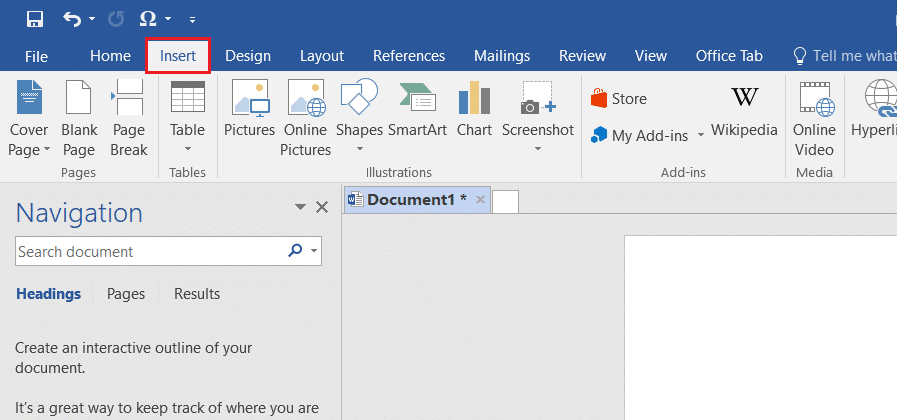 cliquez sur le menu Insertion dans Microsoft Word. Comment taper n avec le code Alt Tilde