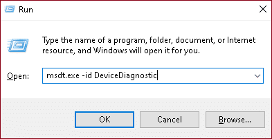 Введите msdt.exe id DeviceDiagnostic и нажмите OK. Как исправить жесткий диск, который не отображается в Windows 10