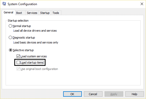 Effectuez un démarrage propre dans Windows. Démarrage sélectif dans la configuration du système