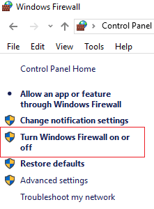 cliquez sur Activer ou désactiver le pare-feu Windows