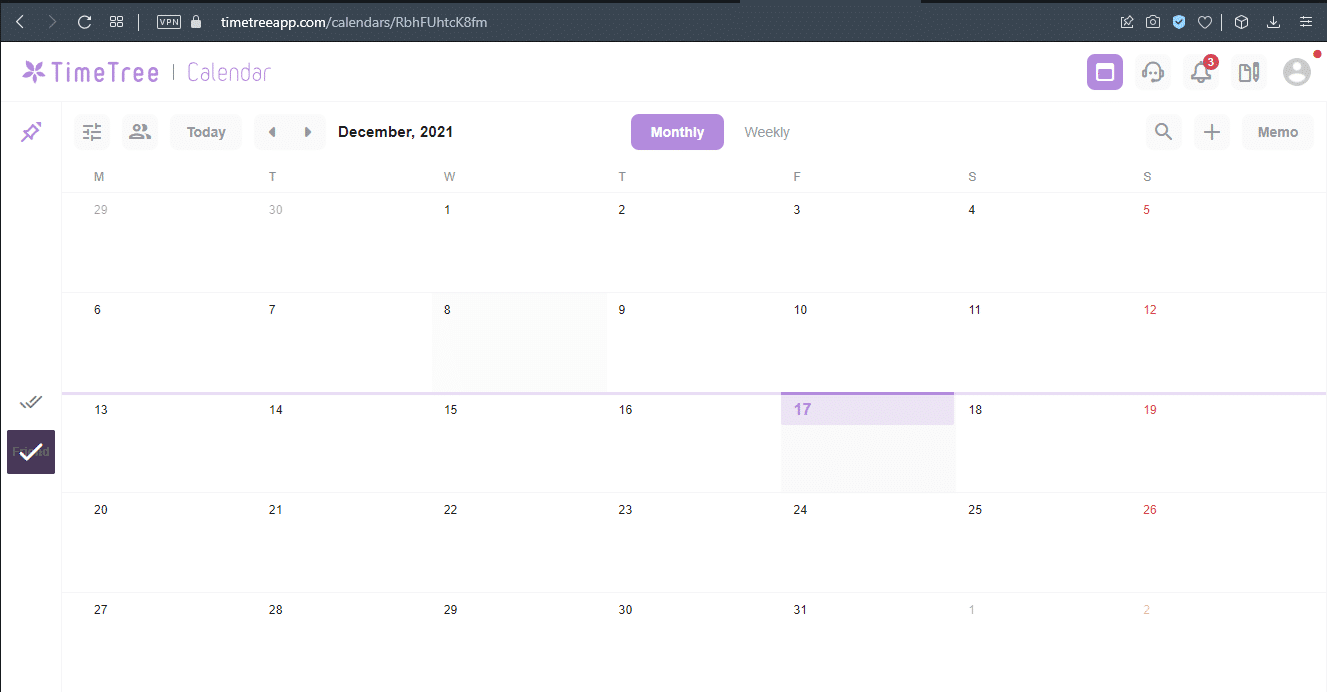Calendrier Timetree