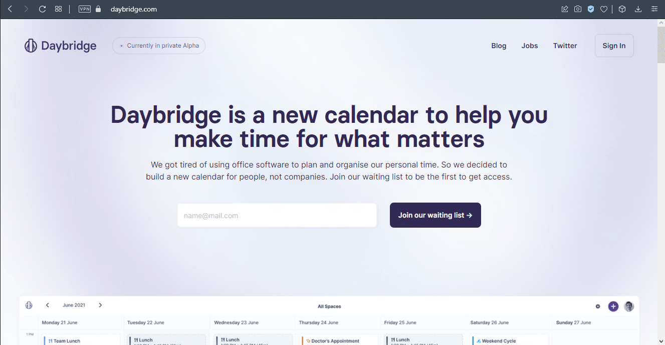 Calendrier Daybridge Windows 11