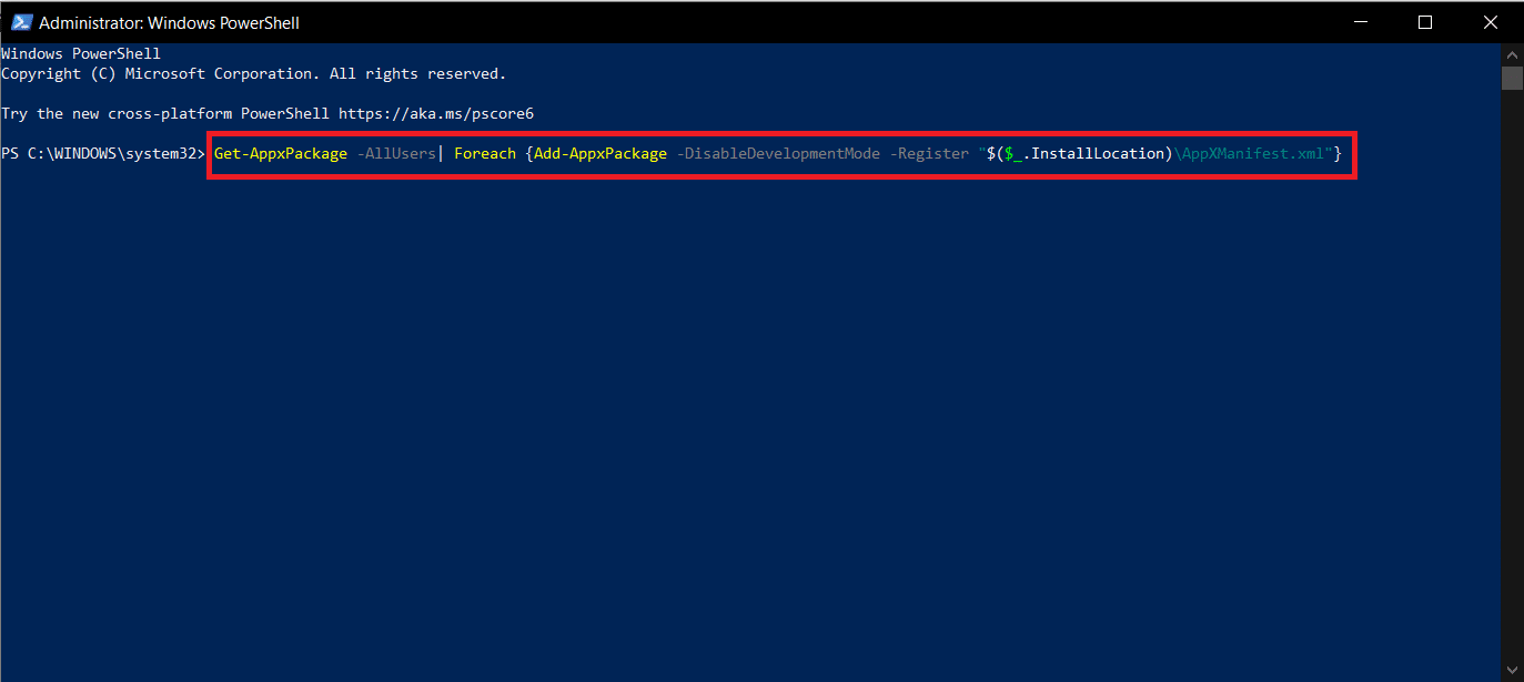 Copie e cole o comando abaixo na janela do PowerShell e pressione Enter para executá-lo. Como corrigir o problema ausente dos ícones da barra de tarefas do Windows 10