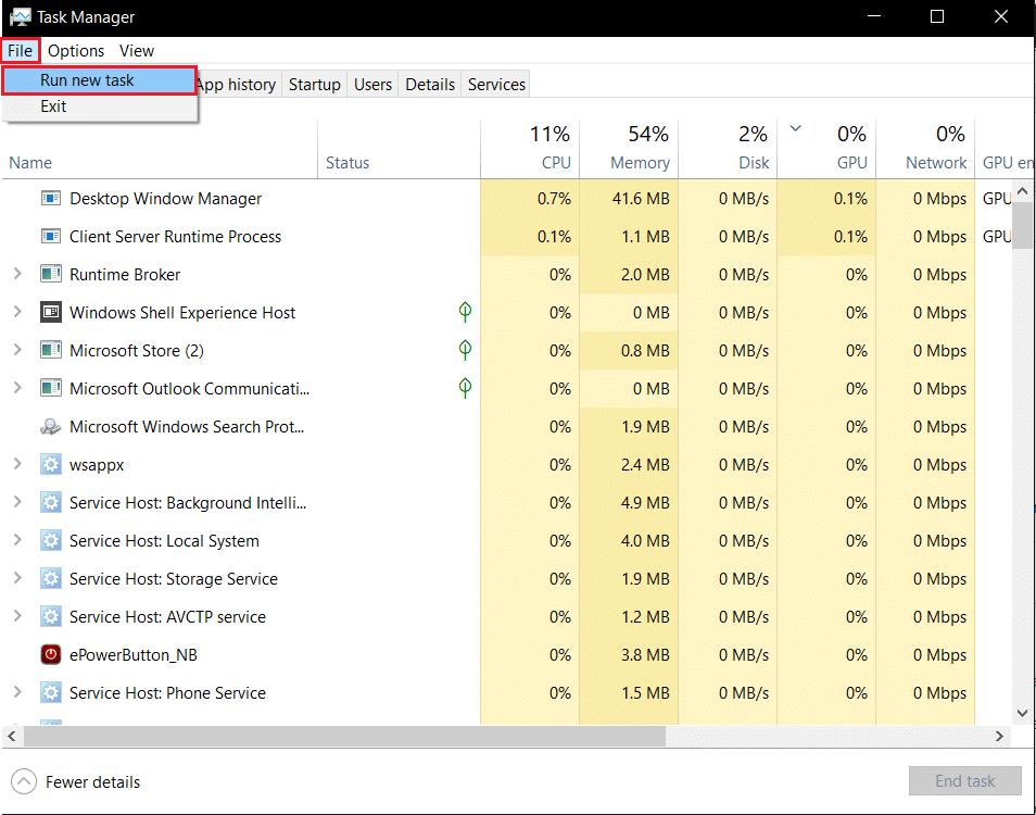 execute uma nova tarefa no Gerenciador de Tarefas. Como corrigir o problema ausente dos ícones da barra de tarefas do Windows 10