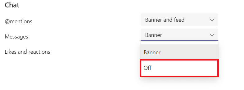 Sélectionnez l'option Off pour chaque catégorie.