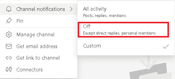 Modifiez l'option sur Désactivé pour activer toutes les catégories.