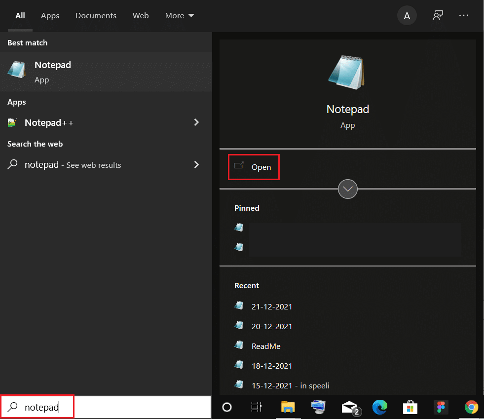 Windows 검색 창에서 메모장을 검색하고 열기를 클릭하십시오. PowerShell에서 폴더 및 하위 폴더를 삭제하는 방법