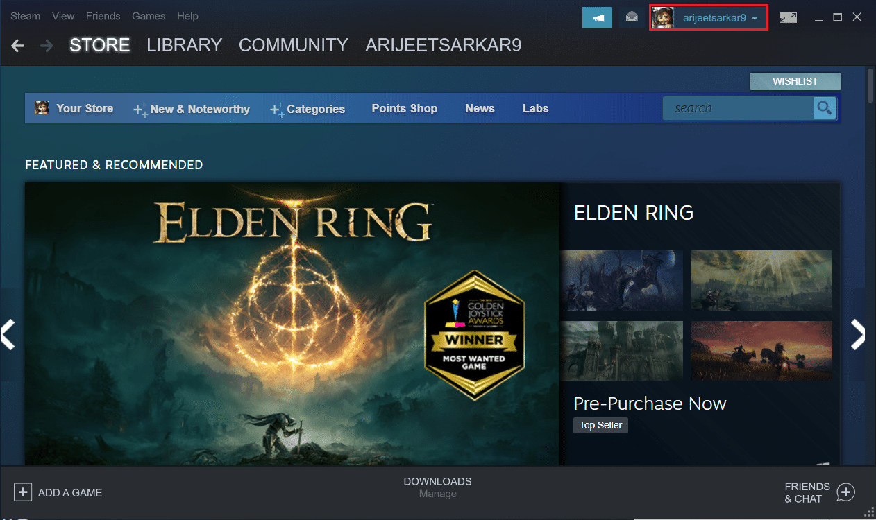 klik pada gambar profil di aplikasi uap