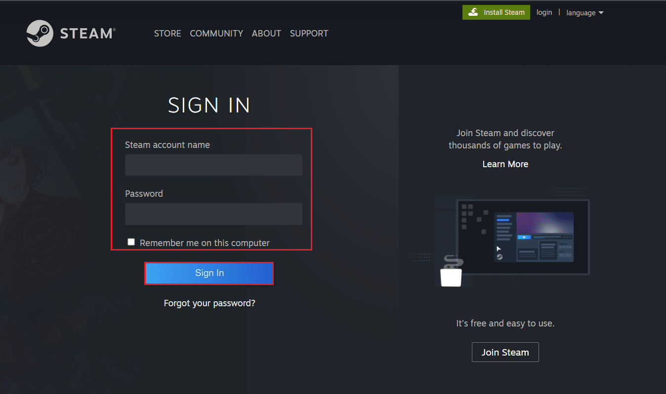 masuk ke steam dari browser