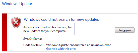 แก้ไขข้อผิดพลาด Windows Update 8024402F