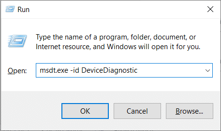 ketik perintah untuk membuka pemecah masalah perangkat keras dan perangkat di kotak dialog Jalankan. Cara Memperbaiki Kamera Laptop Tidak Terdeteksi di Windows 10