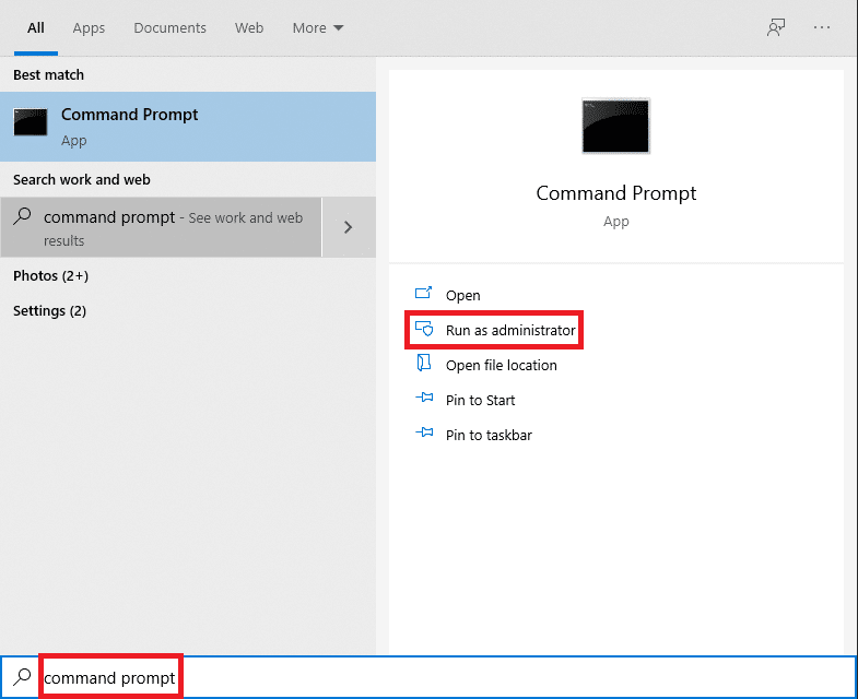 Hasil pencarian untuk Command Prompt di menu Start