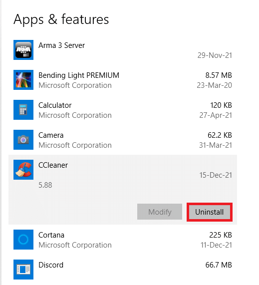 pilih aplikasi pihak ketiga dan klik Uninstall untuk menghapusnya satu per satu. 7 Cara Memperbaiki iaStorA.sys BSOD Error pada Windows 10