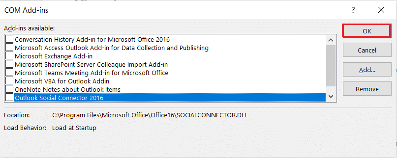ucentang semua COM add in dan klik OK. Cara Memperbaiki Aplikasi Outlook Tidak Akan Terbuka di Windows 10 PC