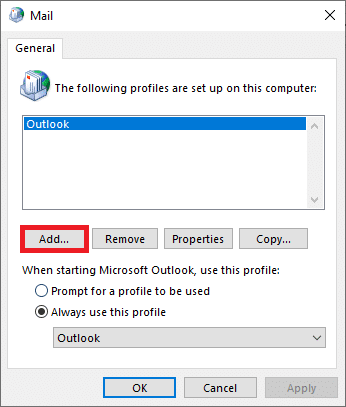 Klik Add… untuk mulai membuat profil baru.