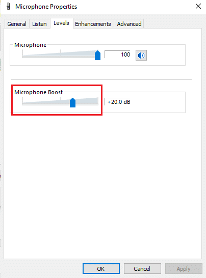 Faites glisser Microphone Boost vers la droite. Comment réparer le microphone trop silencieux sur Windows 10